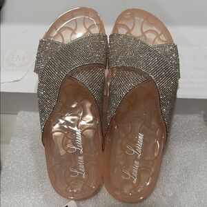 Lauren Lorraine Silver and Nude Sandals